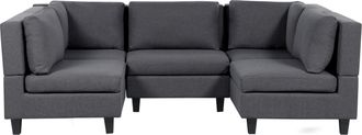Beliani Sof&aacute; Modular Moderno 5 Plazas Tapizado Tela Poli&eacute;ster Respaldo Acolchado En Forma De U Gris Oscuro Unstad