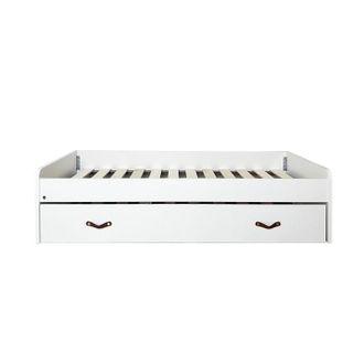 Muemue Cama + cajones aglomerado blanco con somier y colch&oacute;n 90x190cm