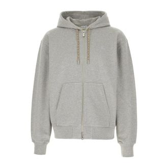 Burberry Zip-throughs, male, Gray, Size: XL Rory Check Zip Hoodie