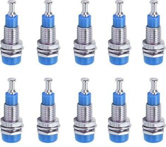 OEM J.40006 10 Unidades De Conectores Banana Hembra Niquelados De 2 Mm, Para Montaje En Panel, Terminales De Conexi&oacute;n Azules