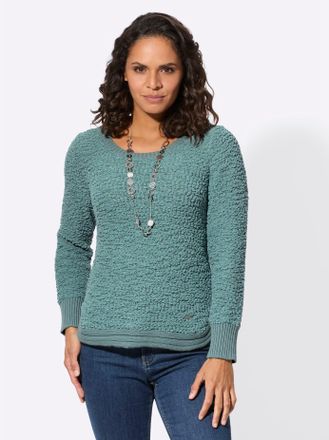 Casual Looks Strickpullover CASUAL LOOKS Pullover, Damen, Gr. 36, gr&uuml;n (jade), 65% Polyester, 35% Baumwolle, unifarben, Pullover Strickpullover