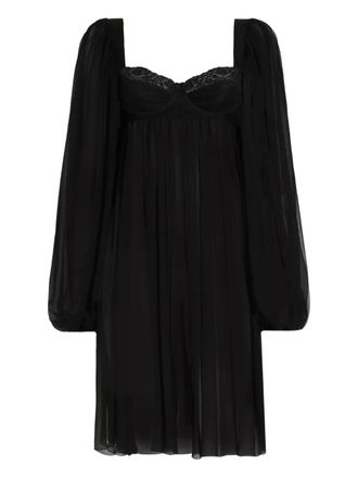 Dolce & Gabbana lace balloon-sleeve mini dress - Black