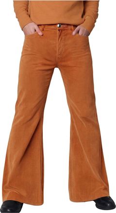 Generic Mens Corduroy Retro Flared Trousers Mens 60s 70s Flared Cord Flares Trousers Bootcut Bell Bottoms 1960s Dress Up Costumes Long 70s Carnival Disco Outf