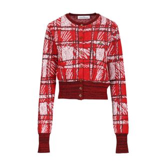 Vivienne Westwood Truien & Vesten, Dames, Veelkleurig, S, Wol, Scribble Check Cardigan
