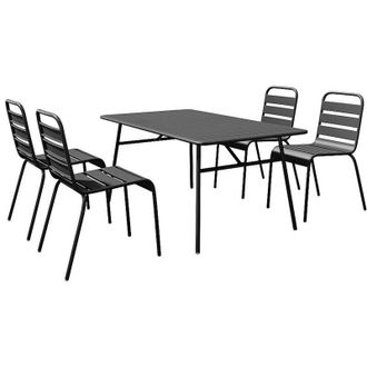 Vente-Unique Sala da pranzo da giardino un tavolo L.160 cm e 4 sedie impilabili in Metallo Nero - MIRMANDE di MYLIA