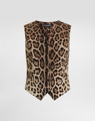 Dolce & Gabbana Leo-print Wool Vest - Woman Collection Animal Print 36