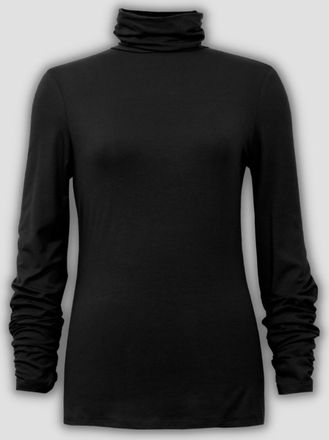 Joseph Ribkoff Womens Turtleneck Top With Rouching At Sleeve In Black