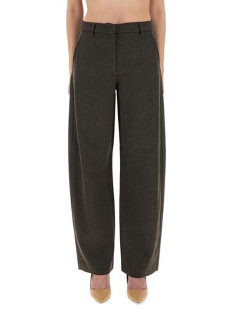 Moschino Wide Leg Wool-Blend Trousers - Gray