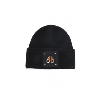 Moose Knuckles Gold Logo Beanie - unisex - Hoeden - Zwart - ONE Size - Wol - Accessoires