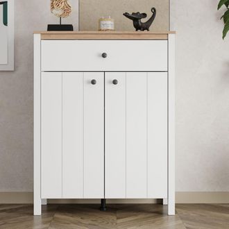 Dmora Mueble De Entrada Russel, Un Caj&oacute;n, 2 Estantes, 2 Puertas, 86x40x111h Cm Blanco