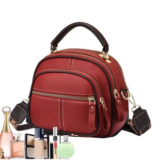 Generic Multifunctional Adjustable Bag - PU Leather Compact Shoulder Tote, Wide Strap Sling Bag with Multiple Compartments, Lightweight Travel Accessory | Wom