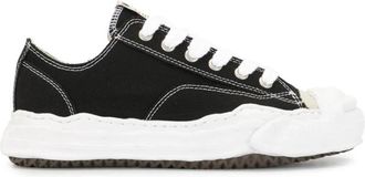 Miharayasuhiro Zwarte Katoenen Sneakers met Golvende Zool - Heren - Sneakers - Zwart - 36 EU - Katoen - Schoenen