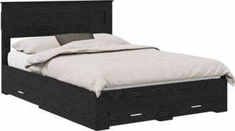vidaXL Estructura De Cama Con Cabecera Roble Negro 160 X 200 Cm Vidaxl