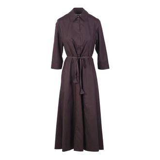 Ni&ugrave; Shirt Dresses, female, Brown, Size: XS Long Chemisier Dress