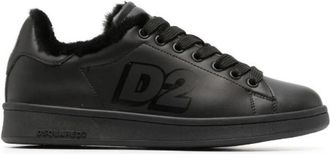 Dsquared2 Closed Flats Sneakers - Dames - Sneakers - Zwart - 37 EU - Leer - Schoenen