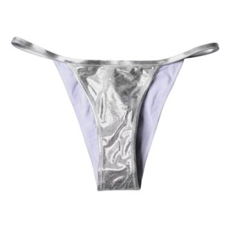 Dolce & Gabbana Womens Silver Polyester Beachwear Bikini Bottom Swimwear Elastane Clothing