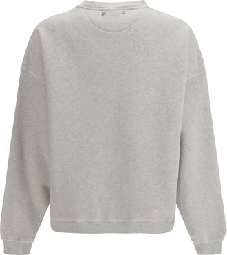 Golden Goose Womens Sweatshirt Crewneck Cotton With Contrasting Logo Vintage Gray Melange Sweatshirts Sweater