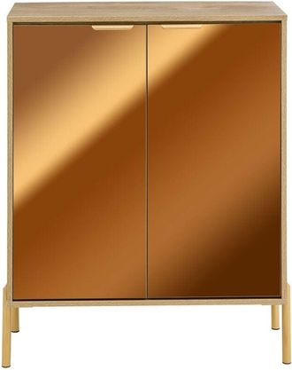 SoBuy Credenza con 2 ante in vetro, Credenza decorativa, Consolle laterale stretta Colore doro 83x38x100cm FSB96-G - Sobuy