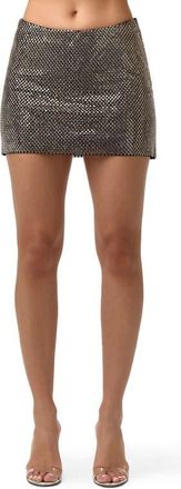 Naked Wardrobe Rhinestone Mesh Overlay Miniskirt in Gunmetal at Nordstrom, Size X-Large