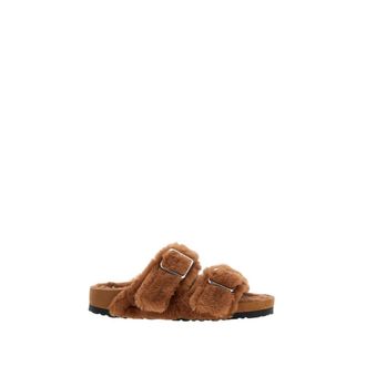 Birkenstock Sliders, female, Brown, Size: 9 US Arizona Shearling