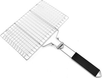 OEM Cesta Para Pescado - Acero Inoxidable 430 - 32 X 21 5 Cm - Para Barbacoa De Gas Carb&oacute;n Y Ahumador - Plegable Con Mango De 28 Cm - 1 Unidad