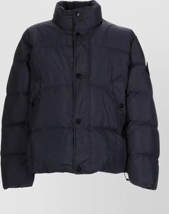 Stone Island hooded bomber jacket padded logo patch