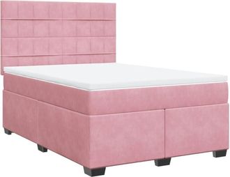vidaXL Vidaxl - Box Spring Bed with Mattress Pink 140x190 cm Velvet