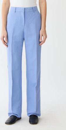 Lafayette 148 New York Gates Silk & Linen Straight Leg Pants in Iris at Nordstrom, Size 12