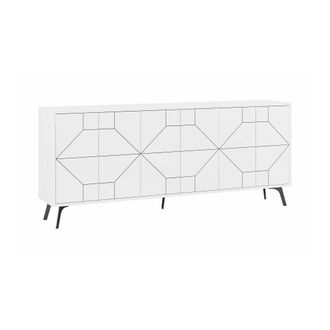 Dmora Aparador efecto madera blanco 184x35 cm