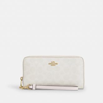 Coach Long Zip Around Wallet In Signature Canvas