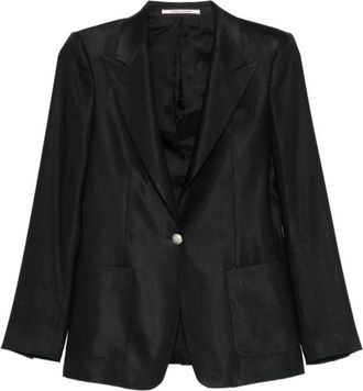 Tagliatore Black Solid Peaked Lapel Suit