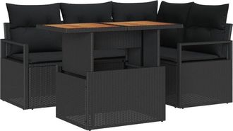 vidaXL Vidaxl - Garden Dining Set Manual 5 pcs Black, Brown 100 x 55 x 73 cm