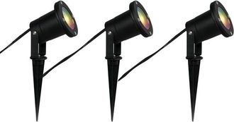 QAZQA Moderno Juego De 3 Focos De Jard&iacute;n Inteligentes Negros Con Cable Y Enchufe De 230cm Ip65 - Basic Aluminio /vidrio Redonda Adecuado Para Led Max. 3 X 4