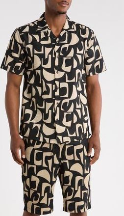 T.R. Premium Abstract Print Camp Shirt in Semolina at Nordstrom Rack, Size Xxx-Large