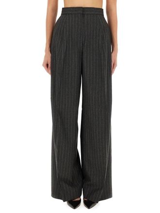 Sportmax Wide-Leg Tailored Pants with Vertical Pinstripes