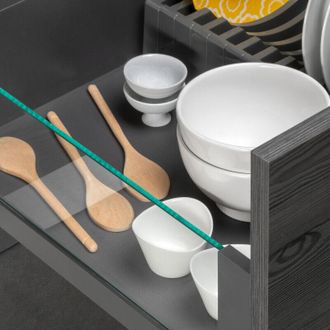 Emuca Cassetto esterno Vertex 40 kg con laterale in vetro 178 mm di altezza, 450 mm di profondit&agrave;, Acciaio, Alluminio e Vetro, Grigio antracite - Emuca