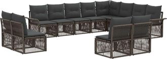 vidaXL Conjunto De Sof&aacute;s De Jard&iacute;n 12 Uds. Gris Rat&aacute;n Sint&eacute;tico Vidaxl