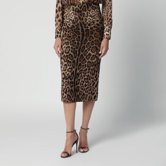 Dolce & Gabbana Leopard-print cady skirt
