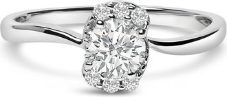 House of Brilliance Sterling Silver Lab Grown 1/2 Cttw Diamond Floral Cluster Engagement Ring