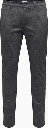 Only Mens Plaid Slim Five Pocket Chinos - Black - Size: 32W r