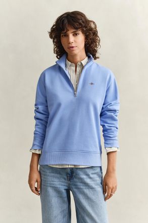 GANT Women Shield Half Zip Sweatshirt (XXL) HYDRANGEA BLUE