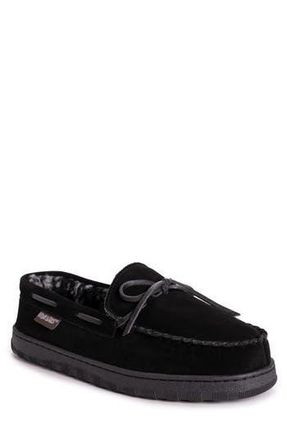 Muk Luks Paul Printed Berber Suede Faux Fur Lined Slipper in Black at Nordstrom Rack, Size 9