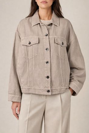 Brunello Cucinelli Womens Wheat Stalk Cotton Linen Jacket, Size 48