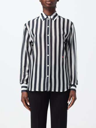 Moschino Womens Silk Striped Shirt - Black - Size EU 44 (Womens)