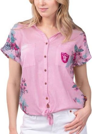 Margaritaville Womens Margaritaville Pink Las Vegas Raiders Stadium Tie-Front Button-Up Shirt at Nordstrom, Size Xx-Large