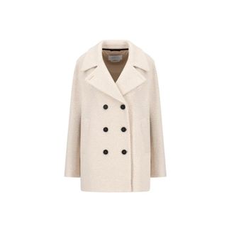 Harris Wharf London Sailor Jacket Boucl&eacute; - Dames - Mantel - Beige - XS - Wol - Jassen