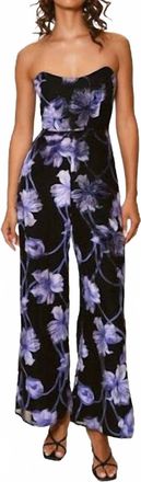 Hutch Venina Wide Leg Jumpsuit In Navy Two Tone Vining Buds