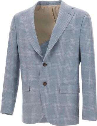 Eleventy Blazer a quadri con revers stretti - Blu