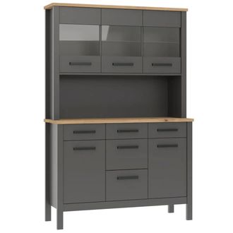 M&S Collection Credenza Vetrina Con Ante Cassetti Ripiani In Legno Bianco Antracite