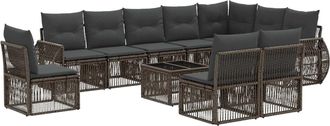 vidaXL Conjunto De Sof&aacute;s De Jard&iacute;n 11 Uds. Gris Y Gris Oscuro Vidaxl